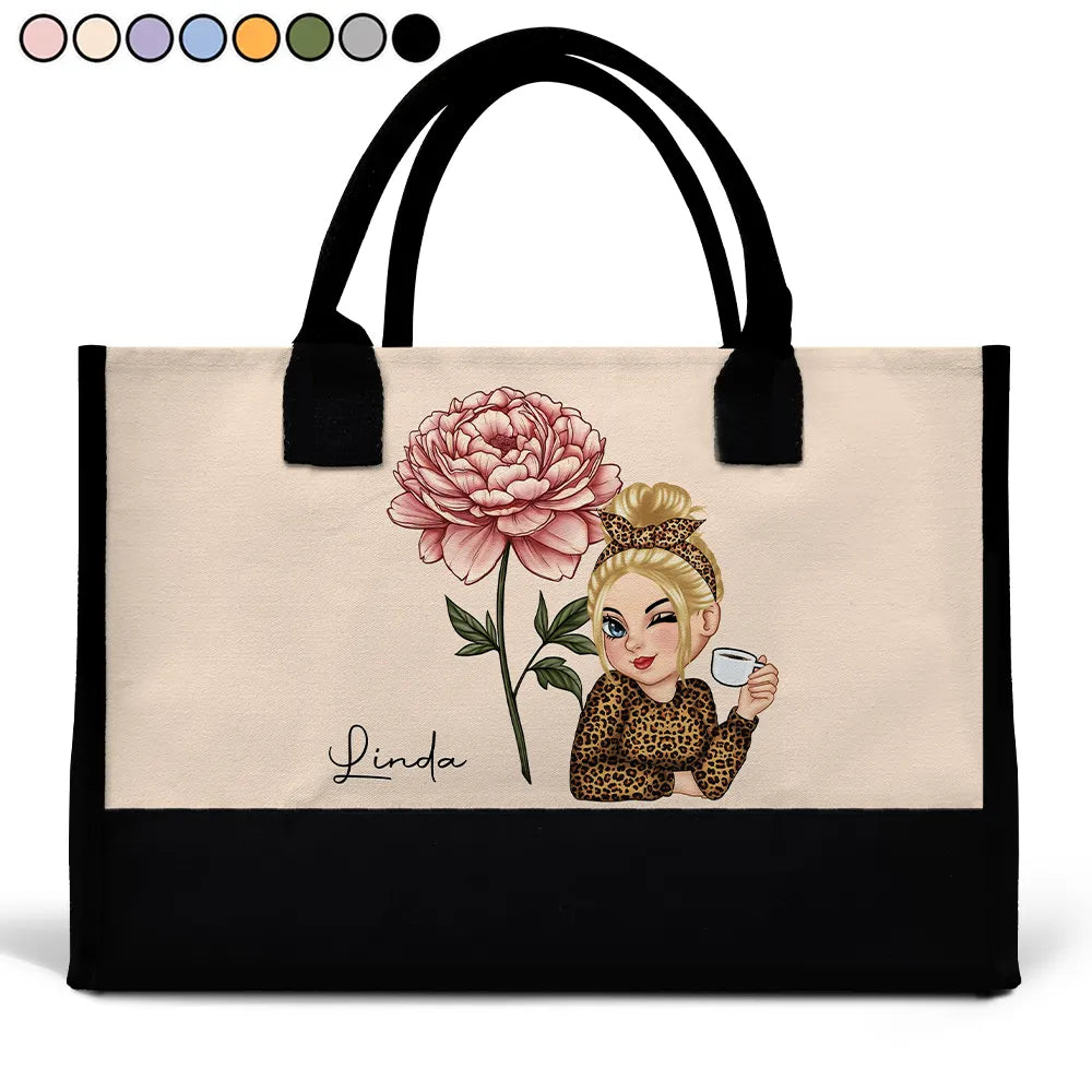 Birth Month Flowers Bloom Where You're Planted Women - Personalized Canvas Tote Bag Main image