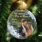 Custom Photo First Christmas Married - Personalized Glass Ornament