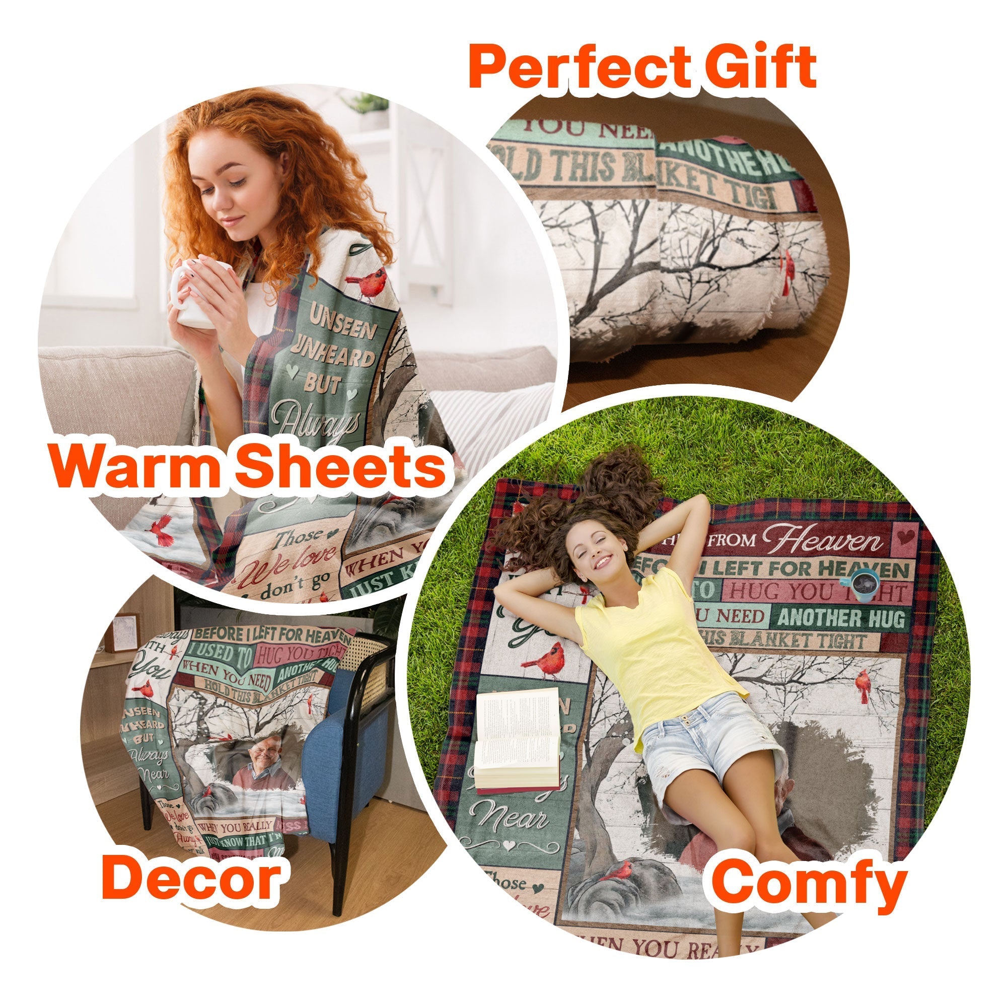 Custom Photo - A Hug From Heaven - Personalized Memory Photo Blanket