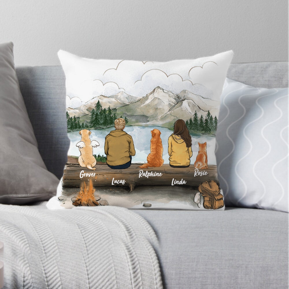 Personalized Dog Couple Throw Pillow - Mountain Hiking - Gifts For Dog Lovers