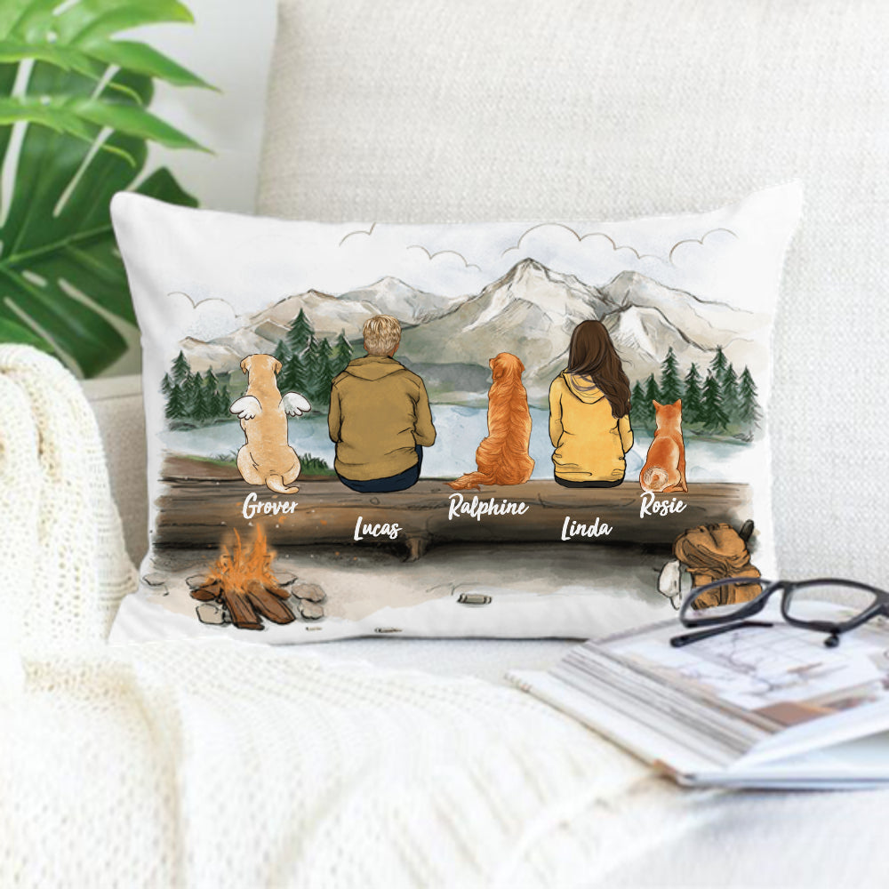 Personalized Dog Couple Throw Pillow - Mountain Hiking - Gifts For Dog Lovers Secondary image