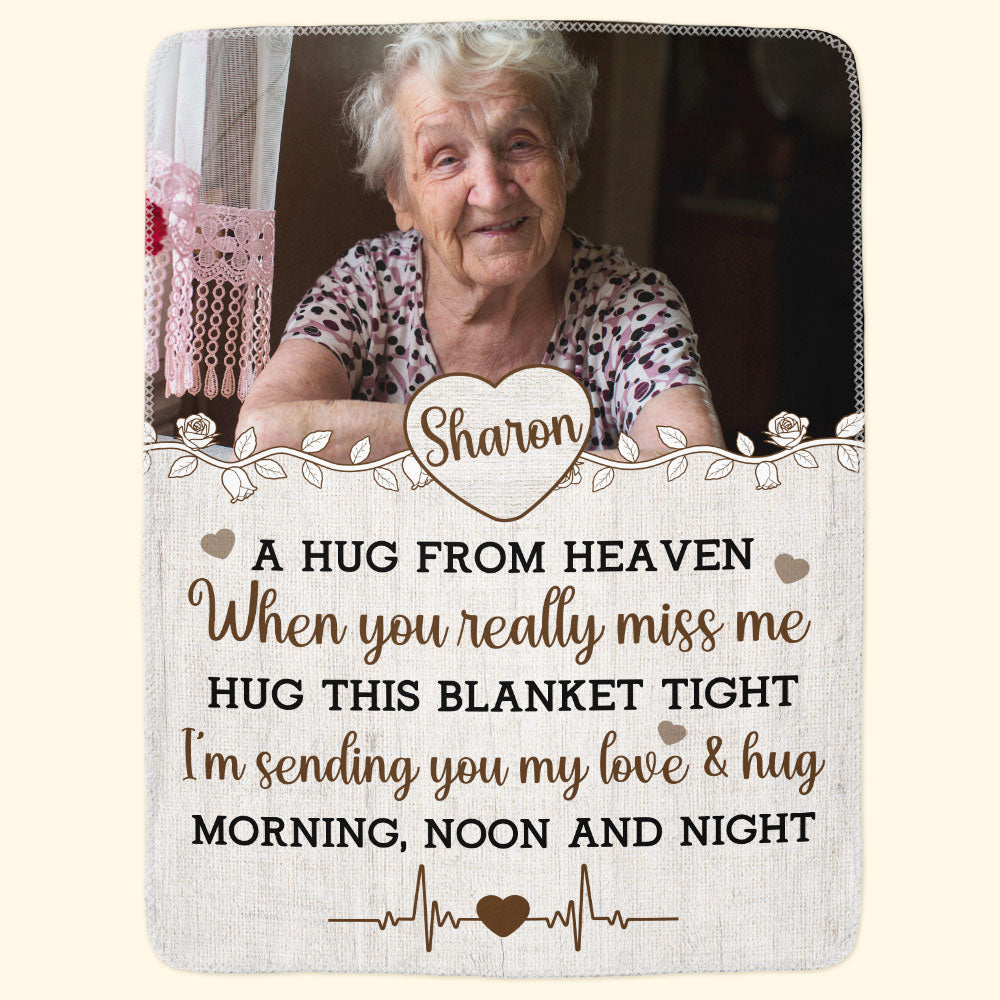 Hug From Heaven - Personalized Memory Photo Blanket - Memorial Keepsake