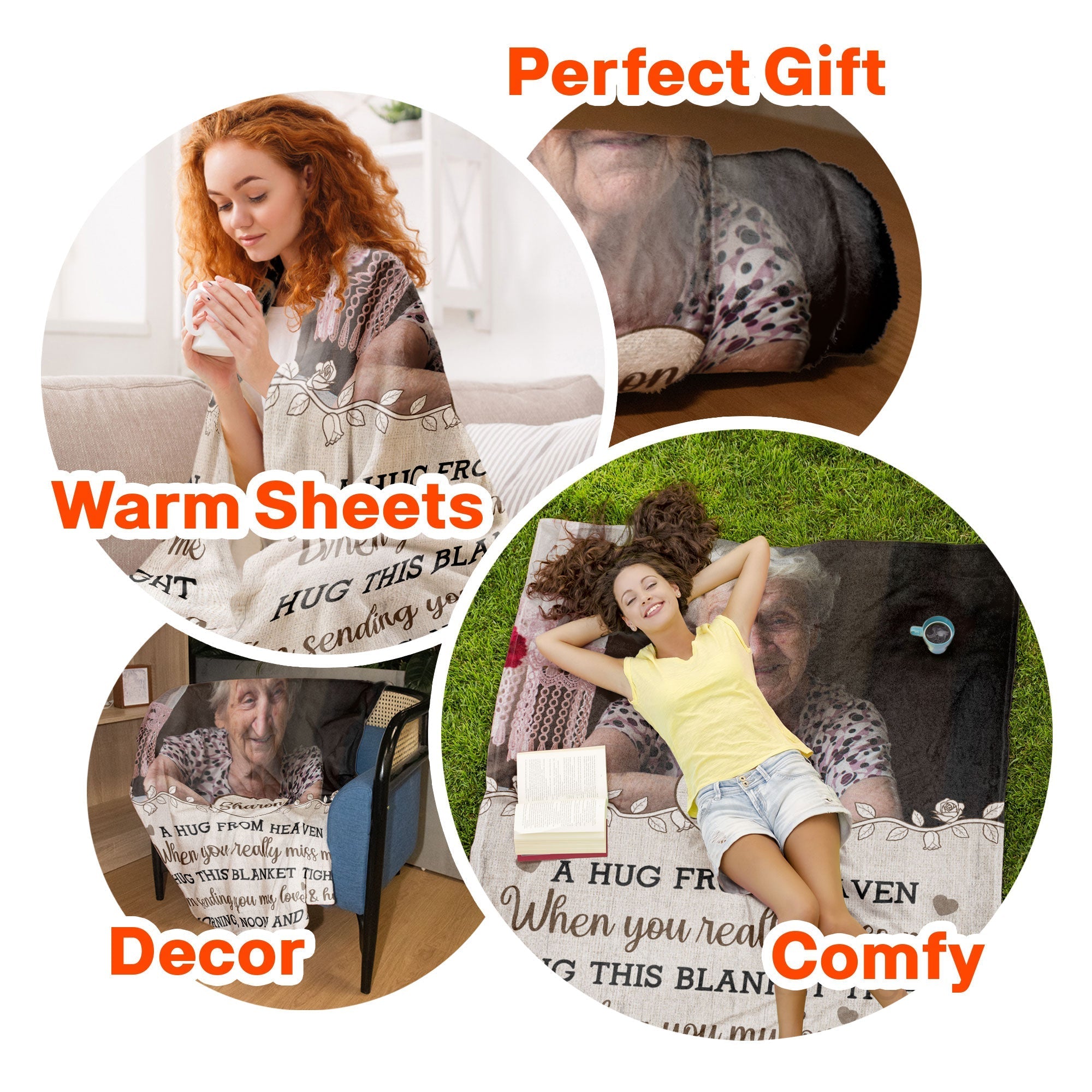 Hug From Heaven - Personalized Memory Photo Blanket - Memorial Keepsake