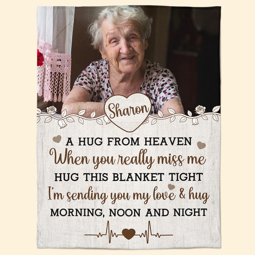 Hug From Heaven - Personalized Memory Photo Blanket - Memorial Keepsake