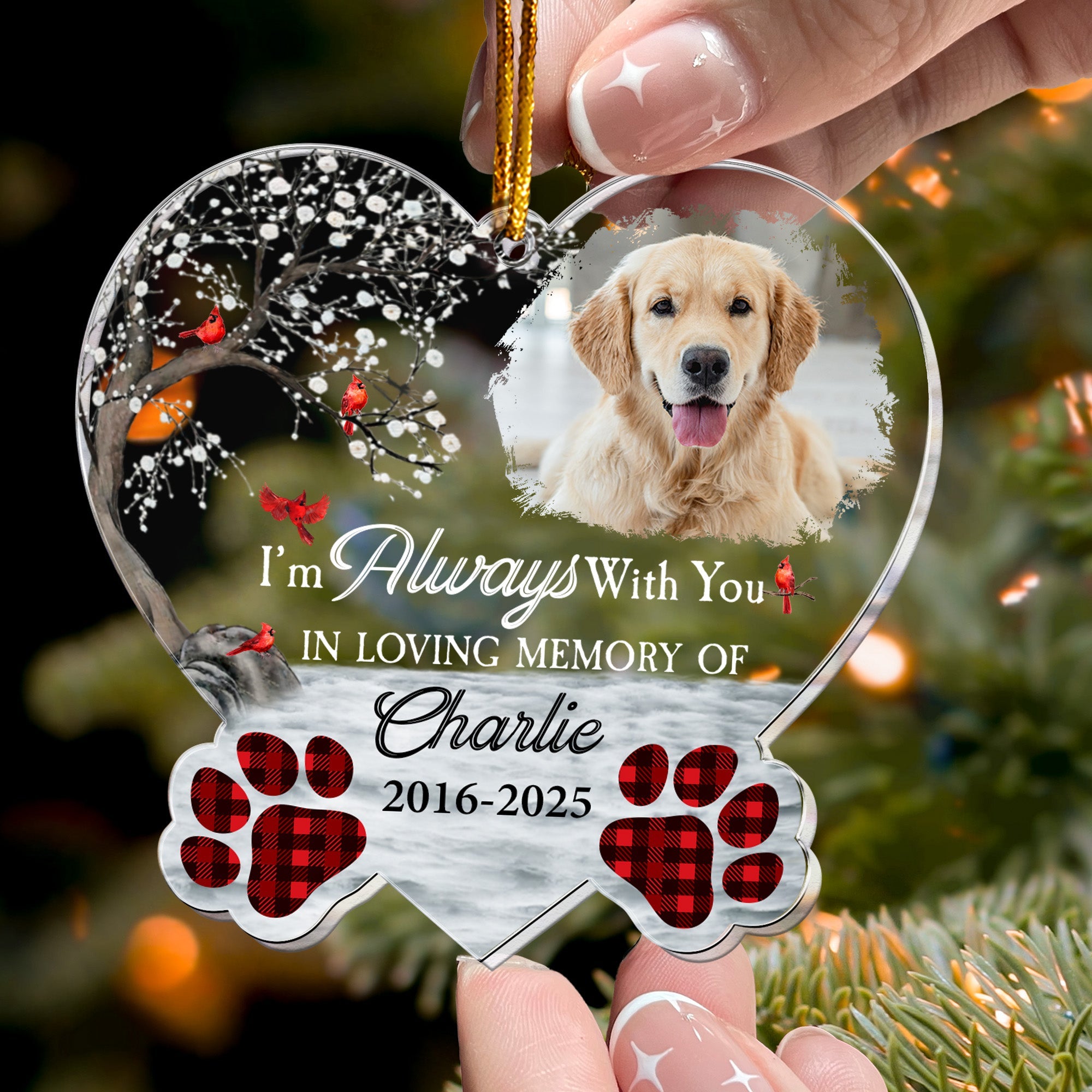 I'm Always With You - Sympathy Pet Memorial - Personalized Acrylic Photo Ornament