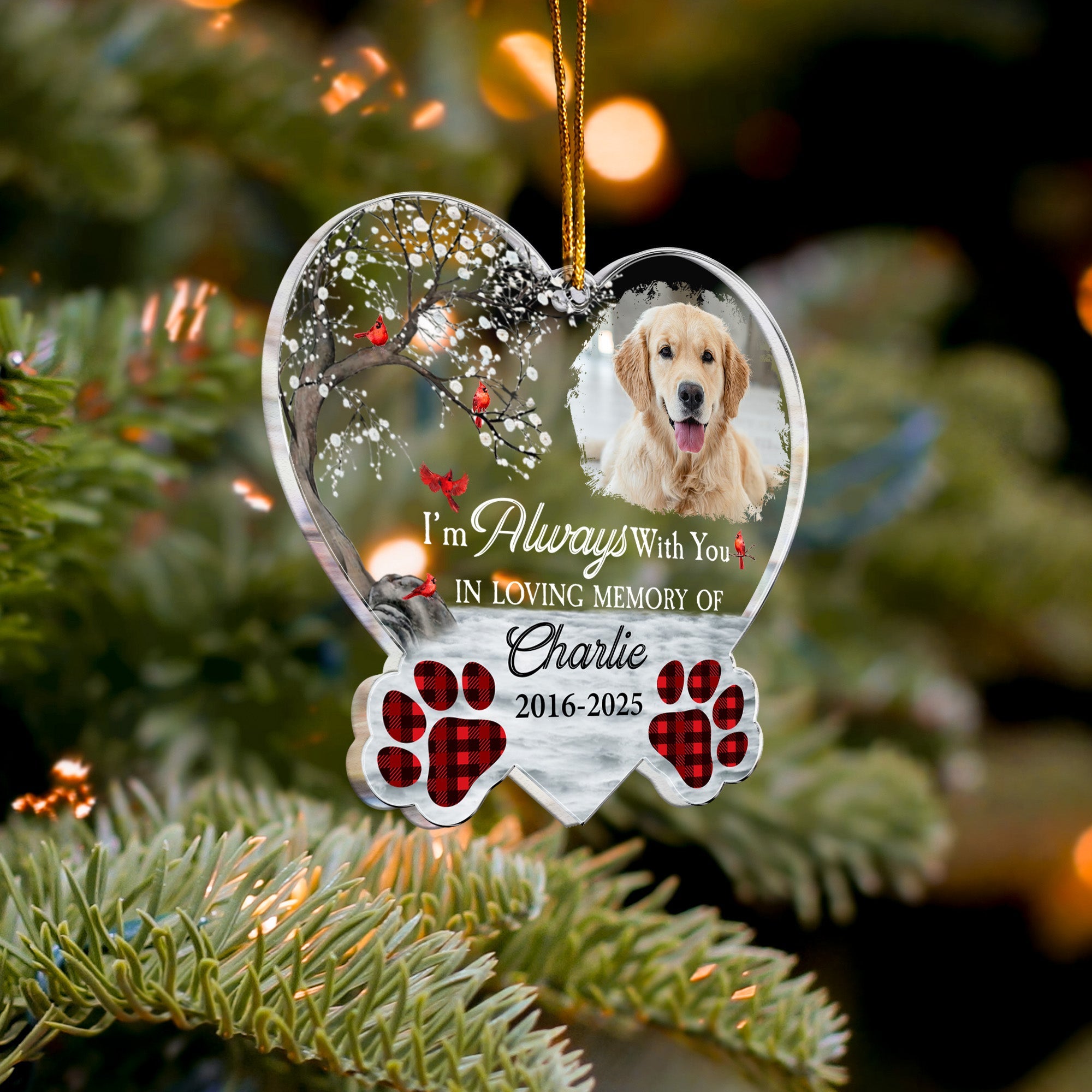 I'm Always With You - Sympathy Pet Memorial - Personalized Acrylic Photo Ornament