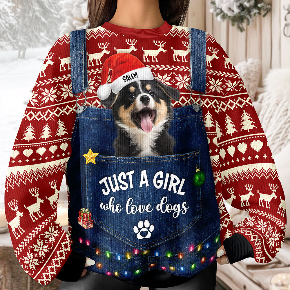 Custom Photo Just A Girl Who Loves Dogs Cats - Ugly Sweater