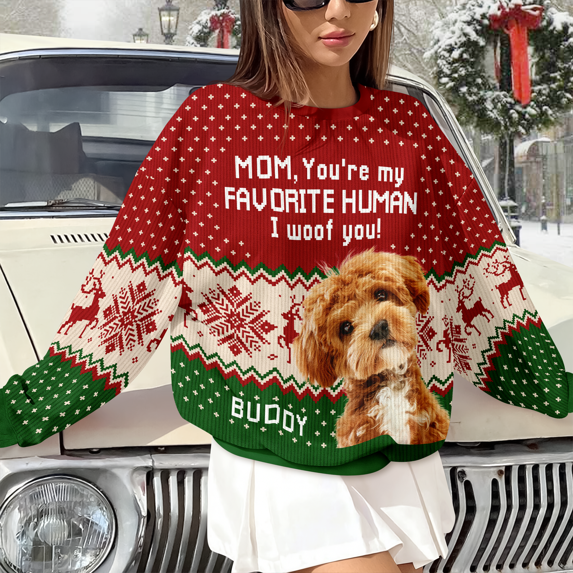 Custom Photo You're My Favorite Human - Dog Cat Ugly Sweater Secondary image