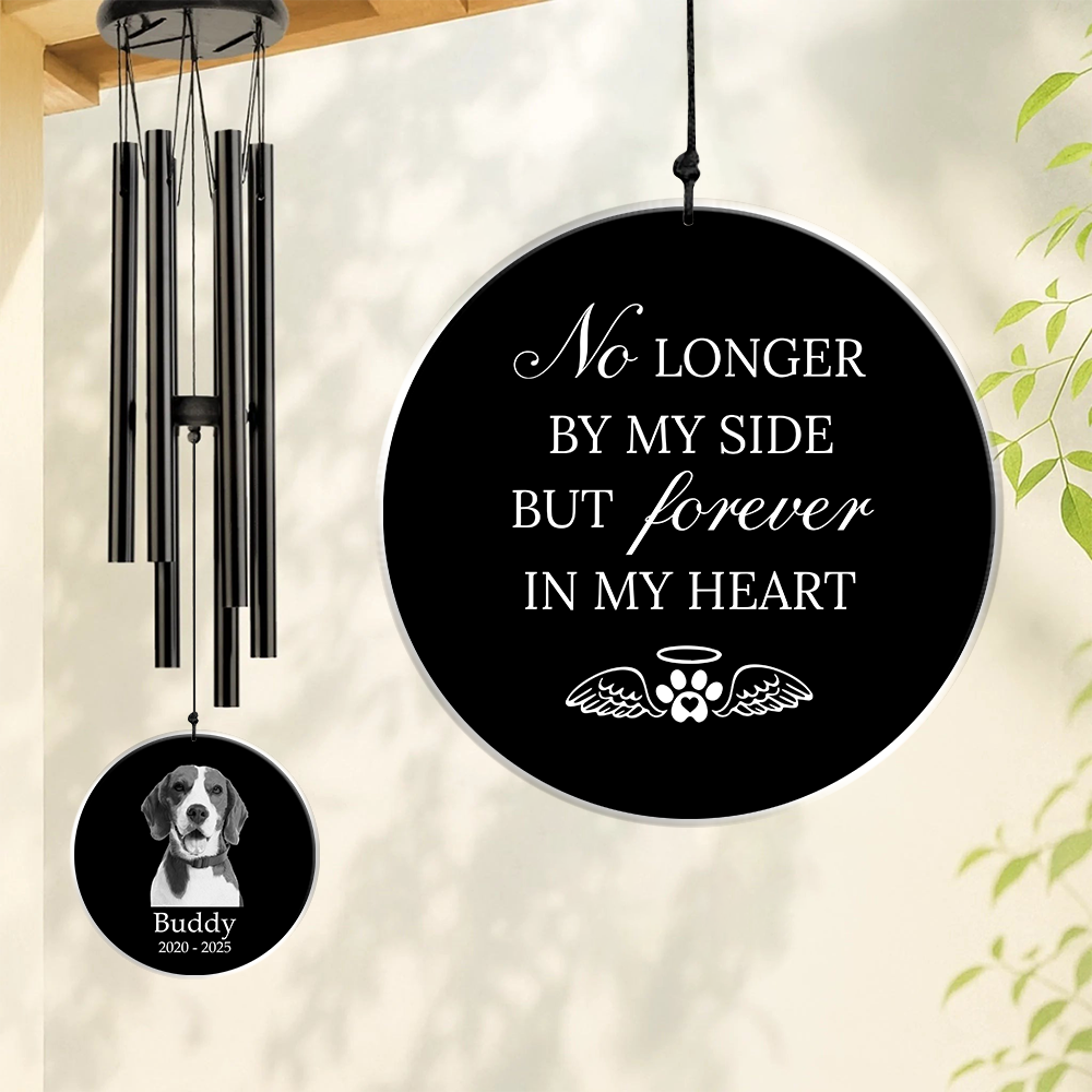 Custom Pet Photo Listen To The Wind And Think Of Me - Memorial Wind Chimes Main image