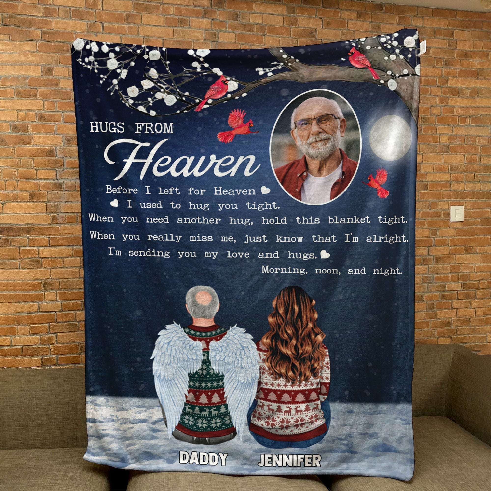 Memorial Blanket - Hugs From Heaven - Personalized Memory Photo Blanket Main image