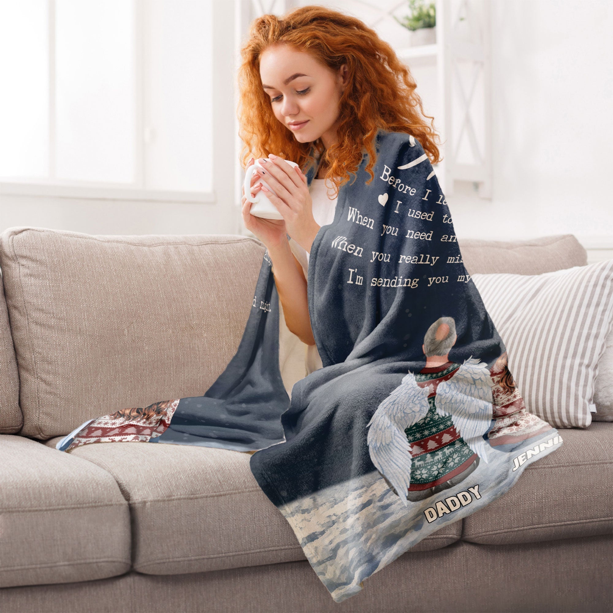 Memorial Blanket - Hugs From Heaven - Personalized Memory Photo Blanket