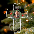 Memorial Christmas Ornament - I'm Always With You - Personalized Acrylic Photo Cross Ornament