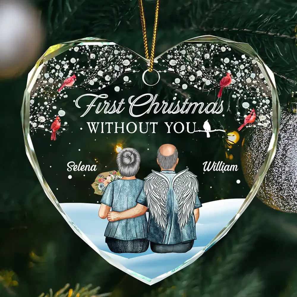 Memorial First Christmas Without You - Personalized Heart Shaped Glass Ornament Main image