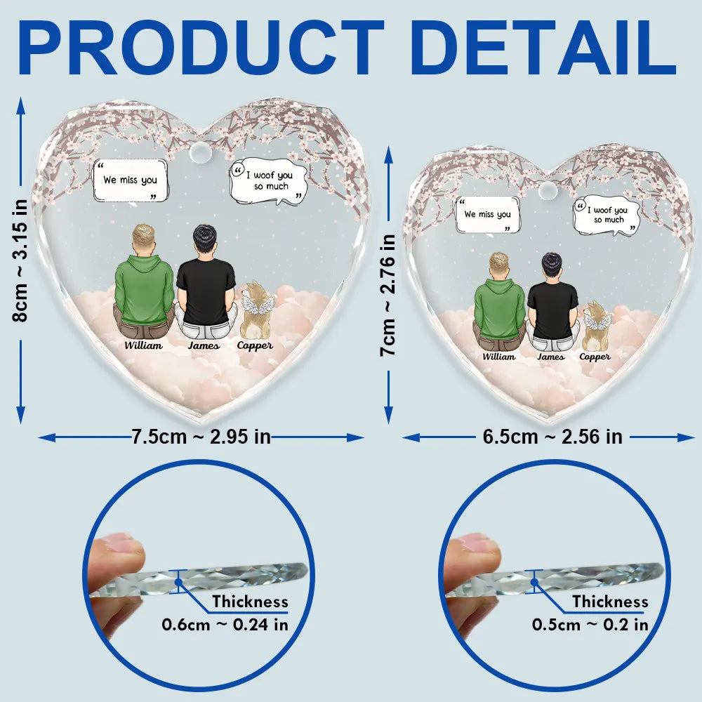 Memorial I Miss You I Know - Personalized Heart Shaped Glass Ornament