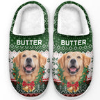 Custom Photo Pet Fluffy Slippers - Santa's Little Helper Right Here | Personalized Gift