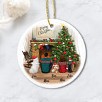 Custom Dog Christmas Ceramic Ornament - Dog & Couple - Personalized Holiday Decor