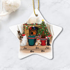 Custom Dog Christmas Ceramic Ornament - Dog & Couple - Personalized Holiday Decor