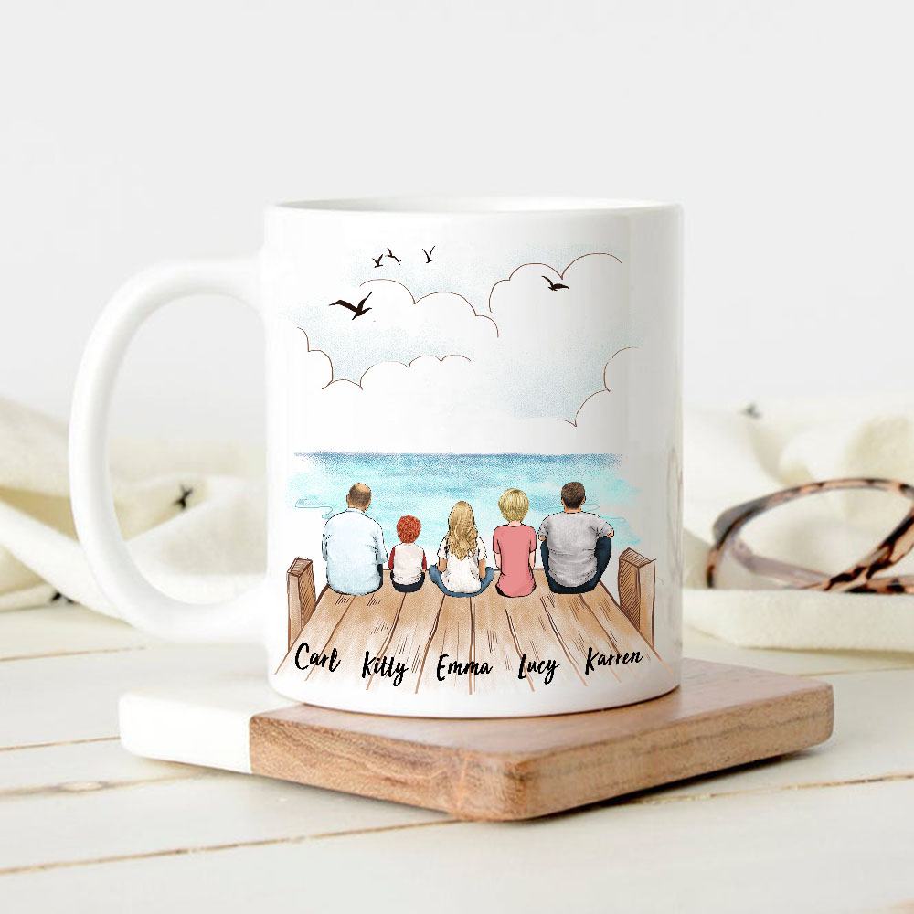 Personalized Family Mug - Wooden Dock - Gifts For Mom Dad - Family Coffee Mug