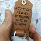 A Good Day Is When Everybody Gets To Go Home - Family Vintage Leather Photo Keychain