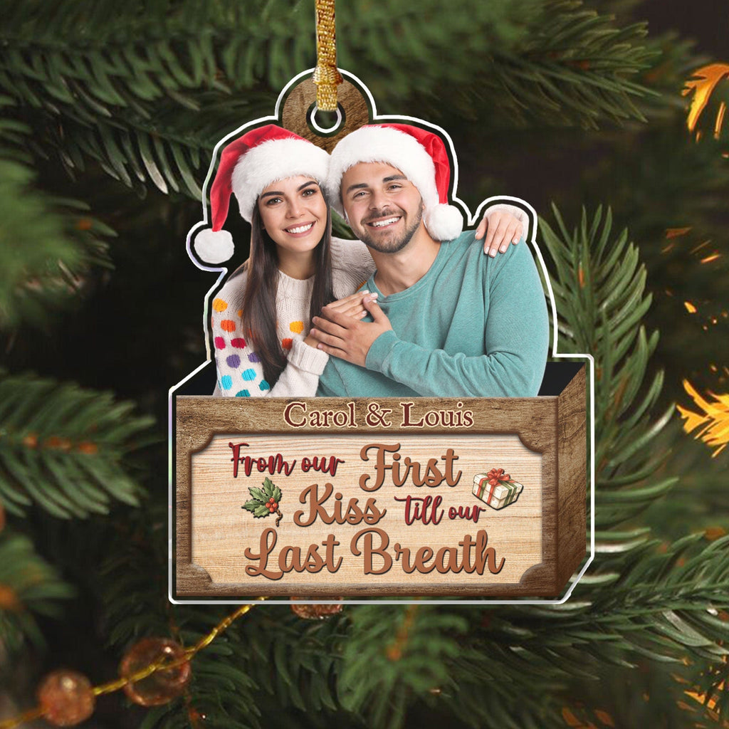 Custom Couple Photo - From Our First Kiss - Acrylic Ornament