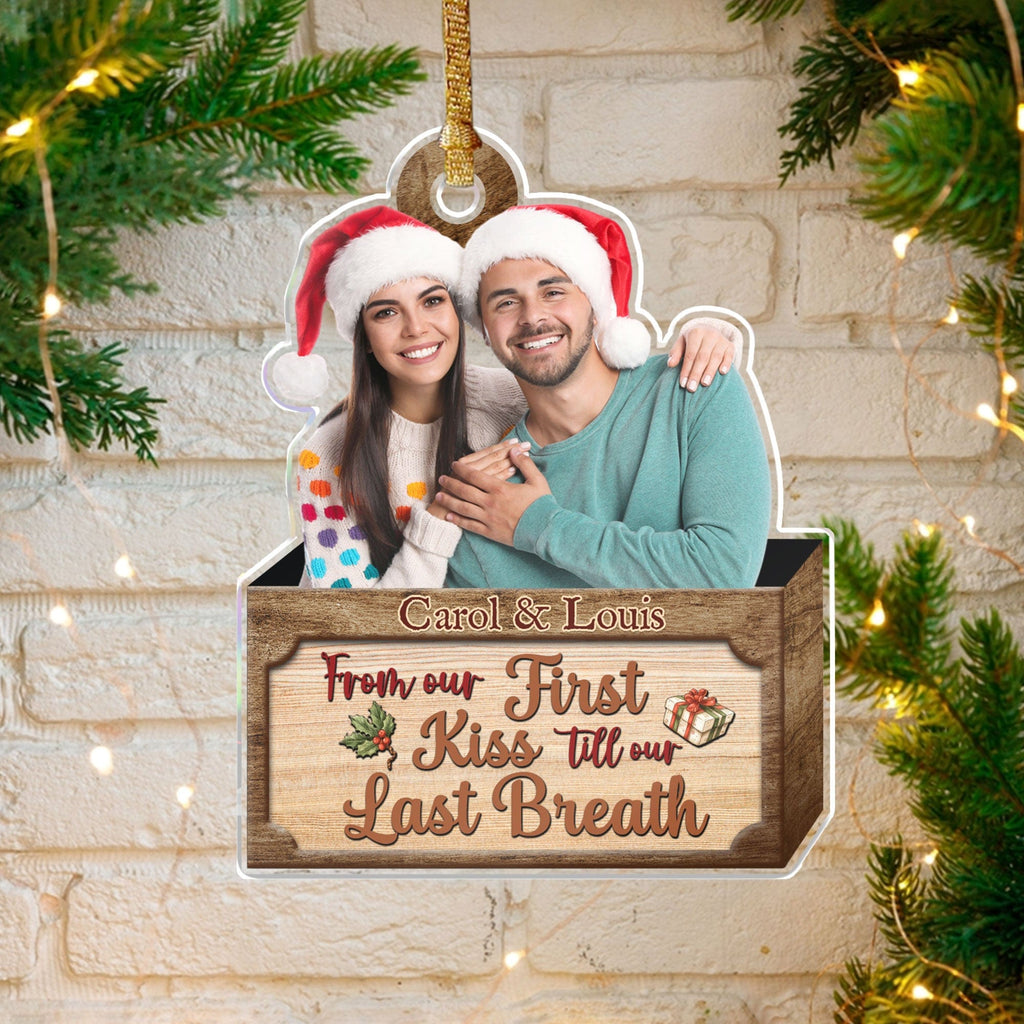 Custom Couple Photo - From Our First Kiss - Acrylic Ornament