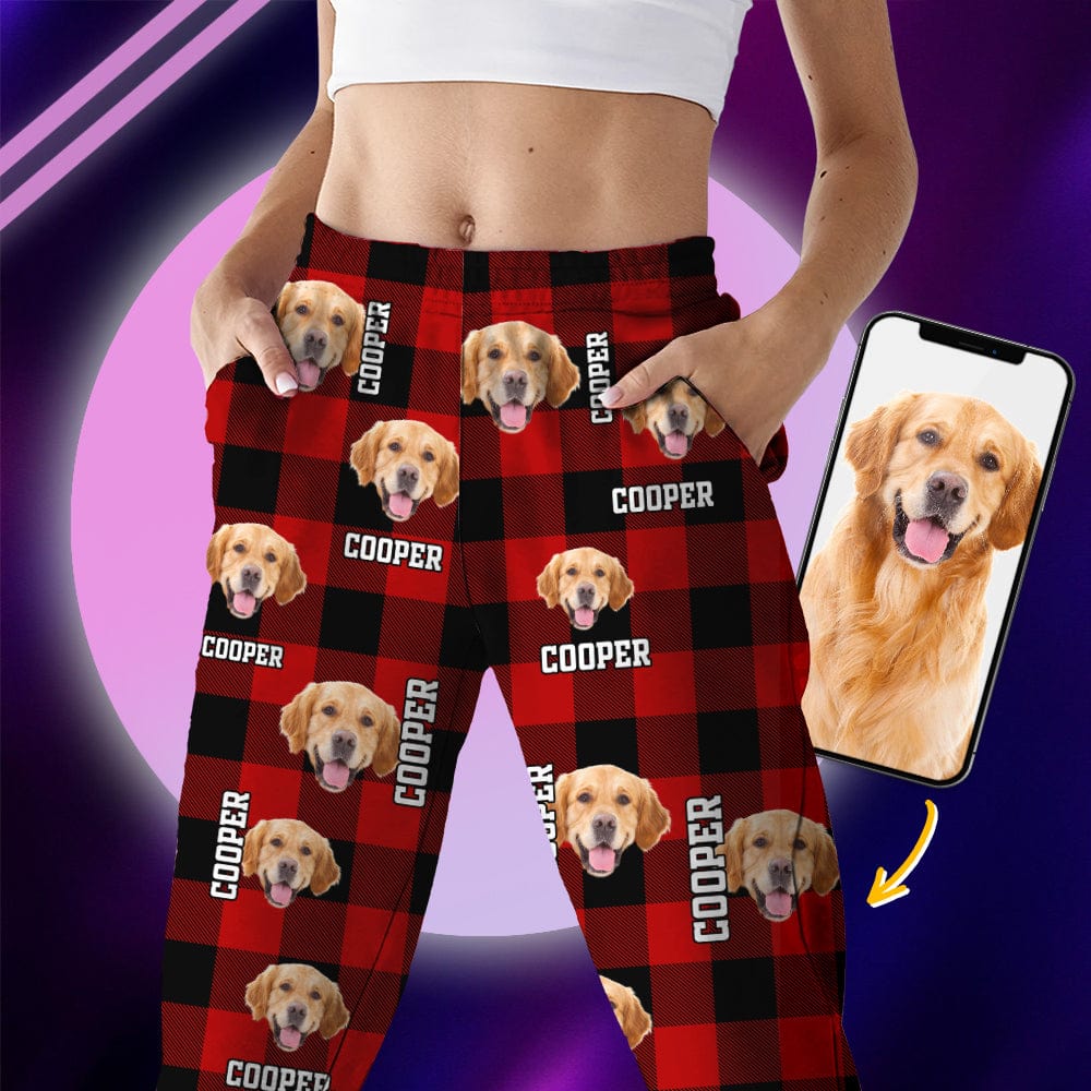 Custom Photo Name Dog Cat - Sweatpants For Men And Women Pet Lovers