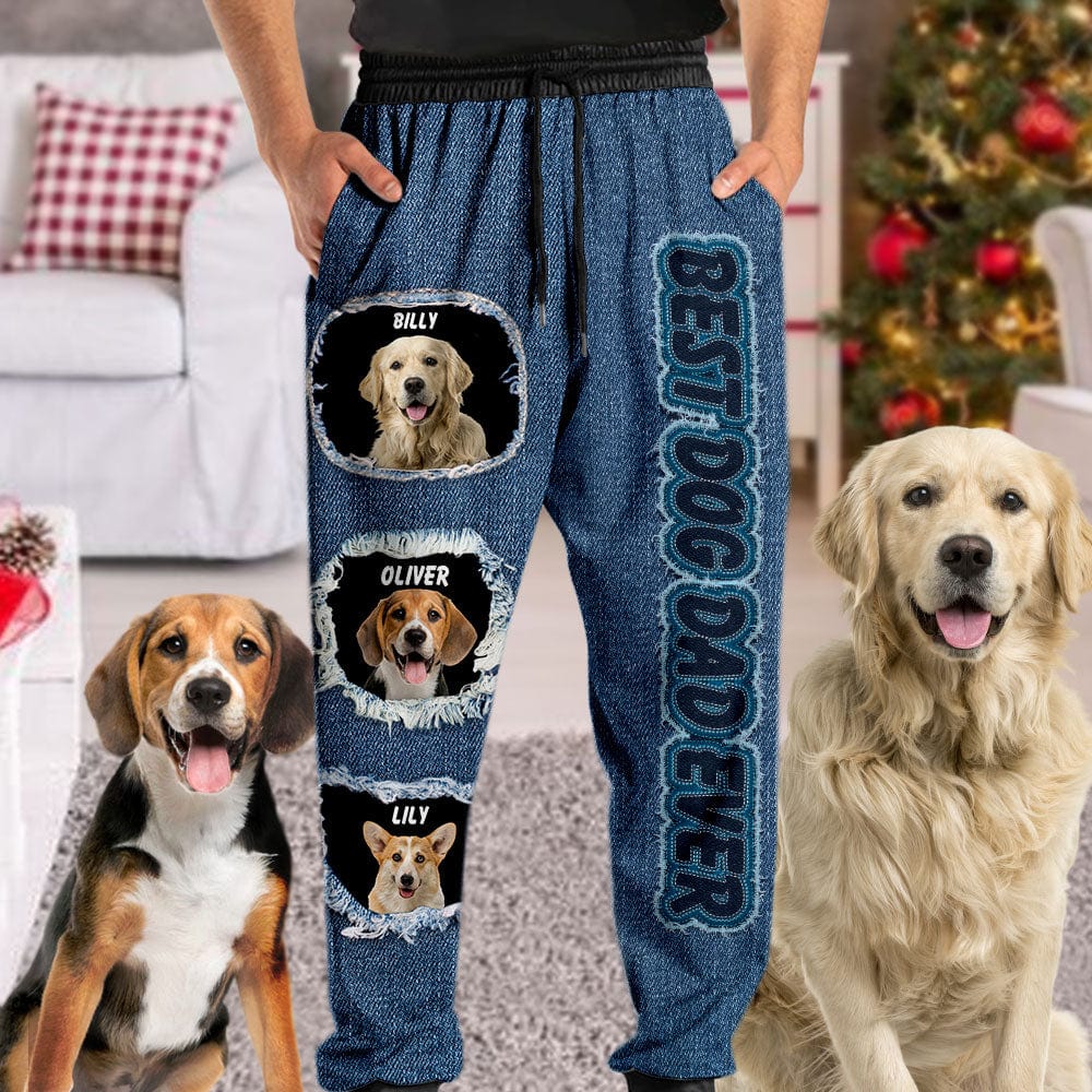 Custom Dog Photo And Add Name - Sweatpants For Pet Lovers