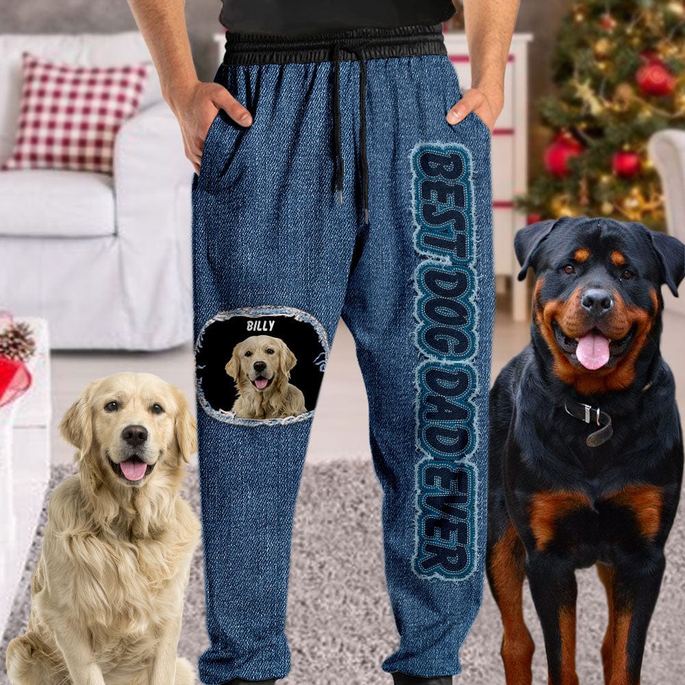 Custom Dog Photo And Add Name - Sweatpants For Pet Lovers Secondary image