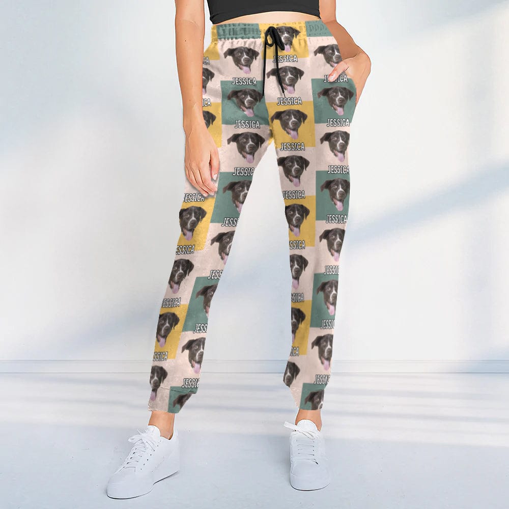 Custom Dog Photo With Christmas Pattern - Sweatpants For Men And Women Secondary image