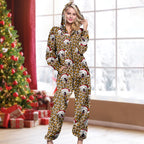 Custom Dog Photo With Leopard Pattern - Onesie Pajamas