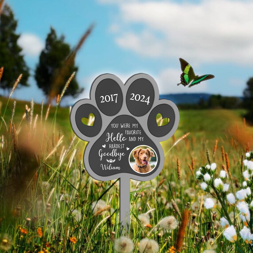 Custom Dog Photo You Were My Favorite Hello - Memorial Garden Stake