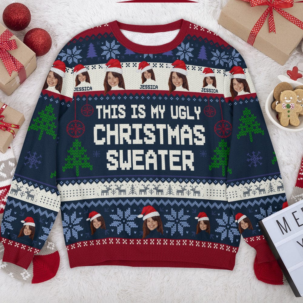 Custom Face Photo Ugly Christmas Sweater - Personalized Holiday Gift