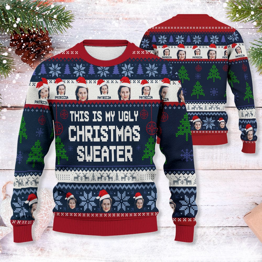 Custom Face Photo Ugly Christmas Sweater - Personalized Holiday Gift