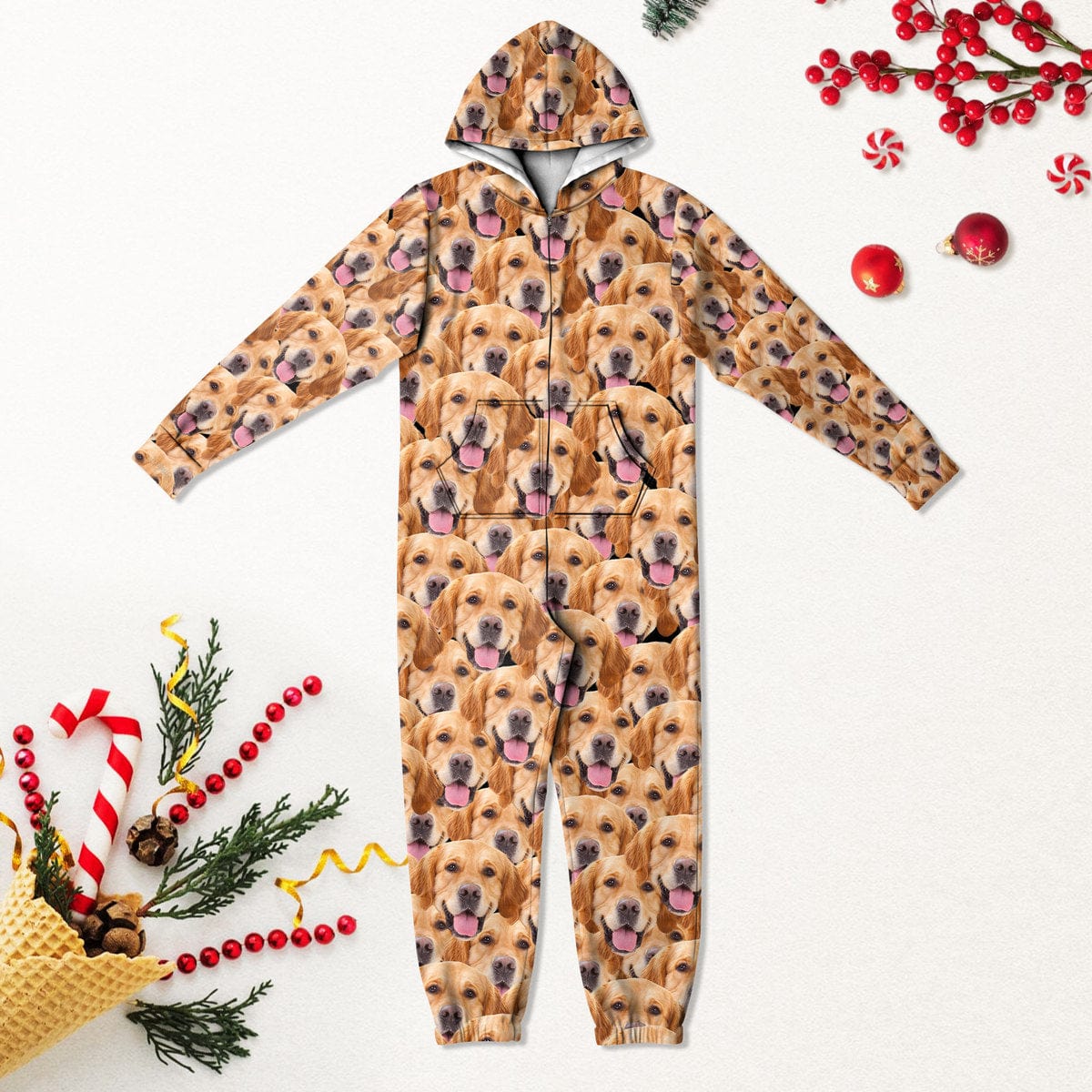 Custom Funny Dog Cat Face Photo - Onesie Pajamas For Pet Lovers