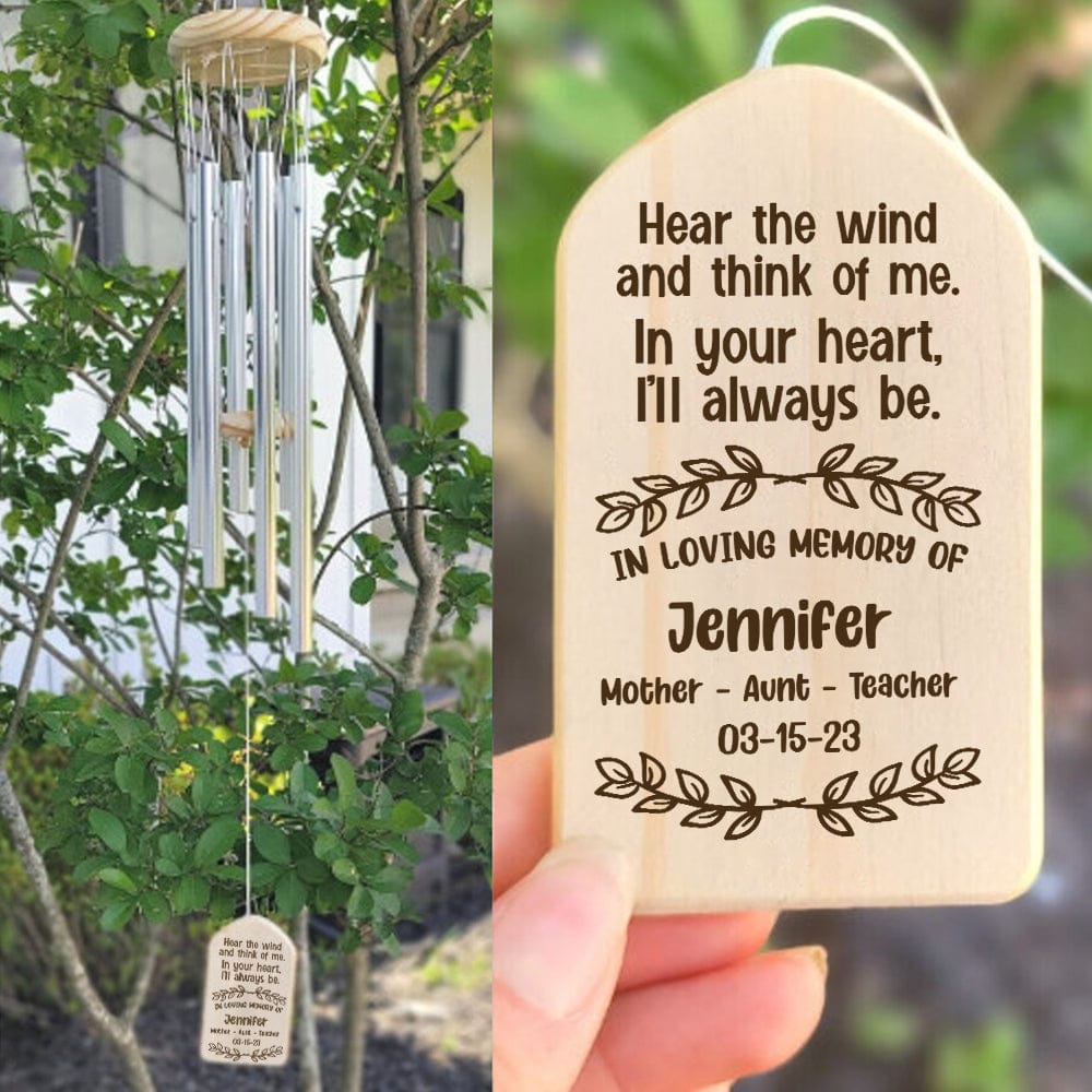 Custom Name In Your Heart I'll Always Be - Family Memorial Wind Chimes