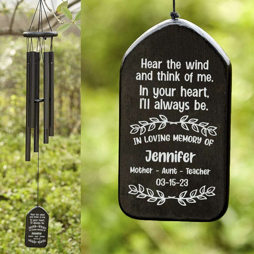 Custom Name In Your Heart I'll Always Be - Family Memorial Wind Chimes