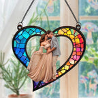 Custom Photo Couples Heart Love Suncatcher - Personalized Romantic Gift