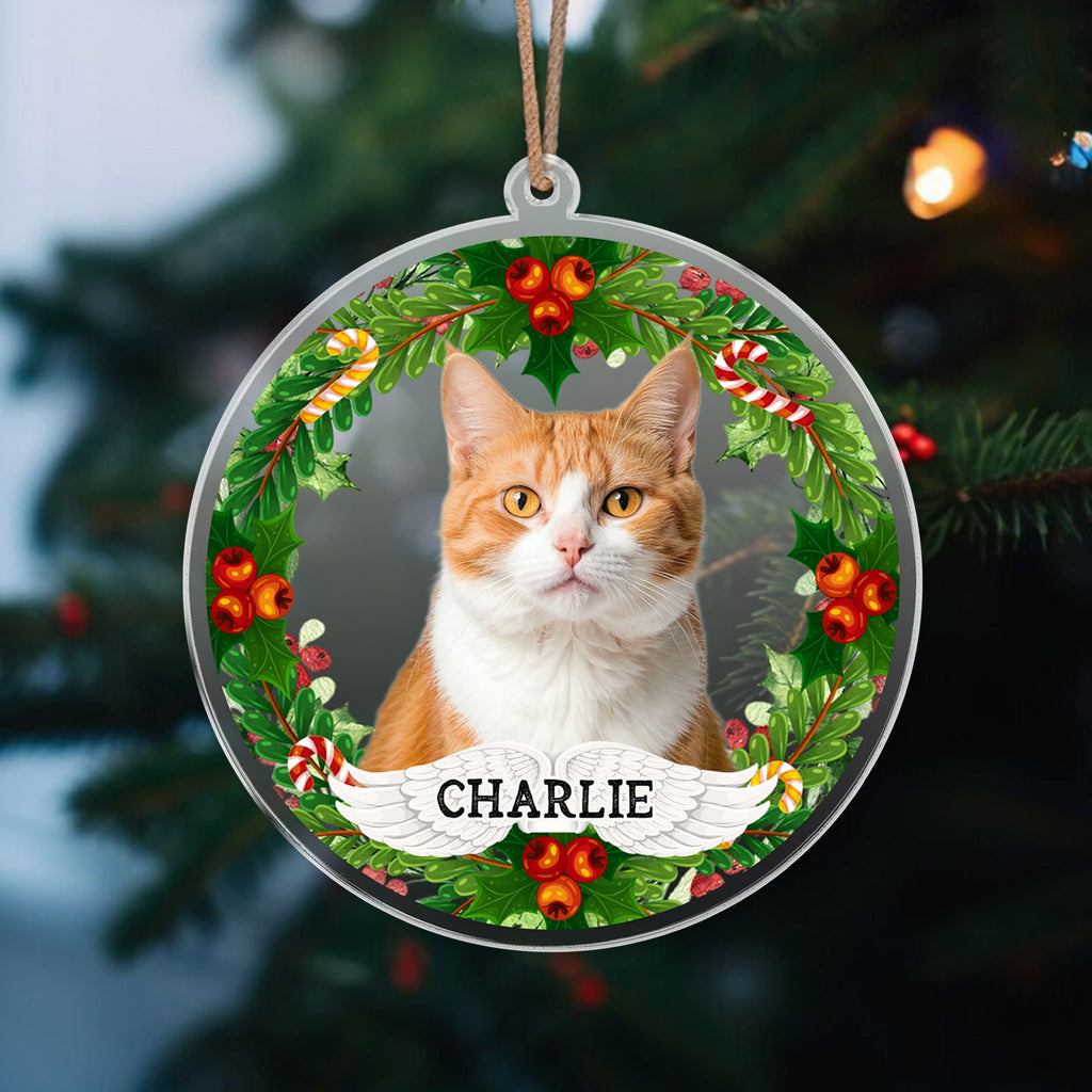 Custom Photo Dog Cat - Christmas Acrylic Ornament For Pet Lovers