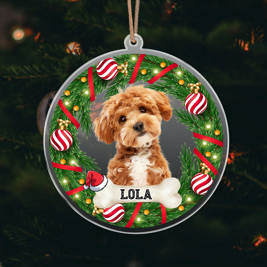 Custom Photo Dog Cat - Christmas Acrylic Ornament For Pet Lovers