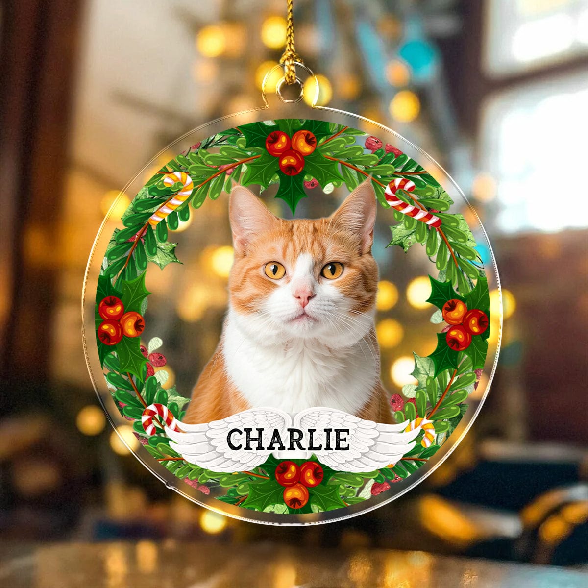 Custom Photo Dog Cat - Christmas Acrylic Ornament For Pet Lovers Main image