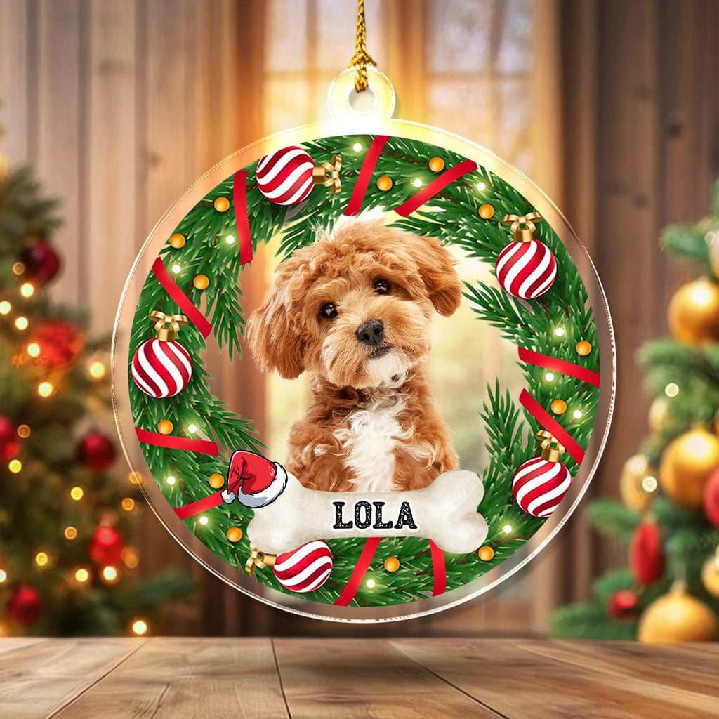 Custom Photo Dog Cat - Christmas Acrylic Ornament For Pet Lovers
