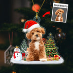 Custom Photo Dog Cat - Christmas Acrylic Ornament With Festive Design