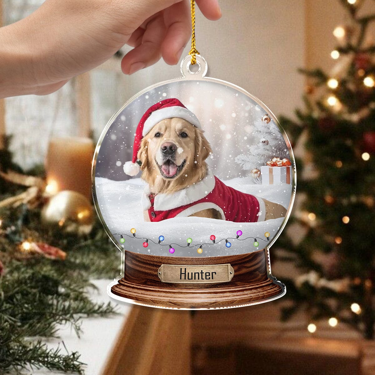 Custom Photo Dog Snowglobe - Christmas Acrylic Ornament For Pet Lovers