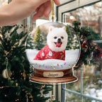 Custom Photo Dog Snowglobe - Christmas Acrylic Ornament For Pet Lovers
