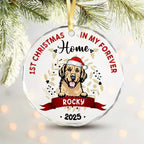 Custom Photo First Christmas In My Forever Home - Dog Glass Ornament