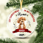 Custom Photo First Christmas In My Forever Home - Dog Glass Ornament
