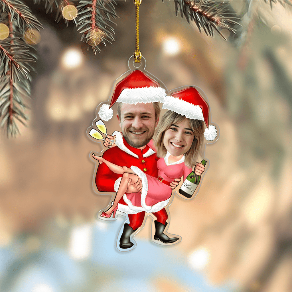 Custom Photo Christmas Couple Acrylic Ornament - Personalized Holiday Keepsake