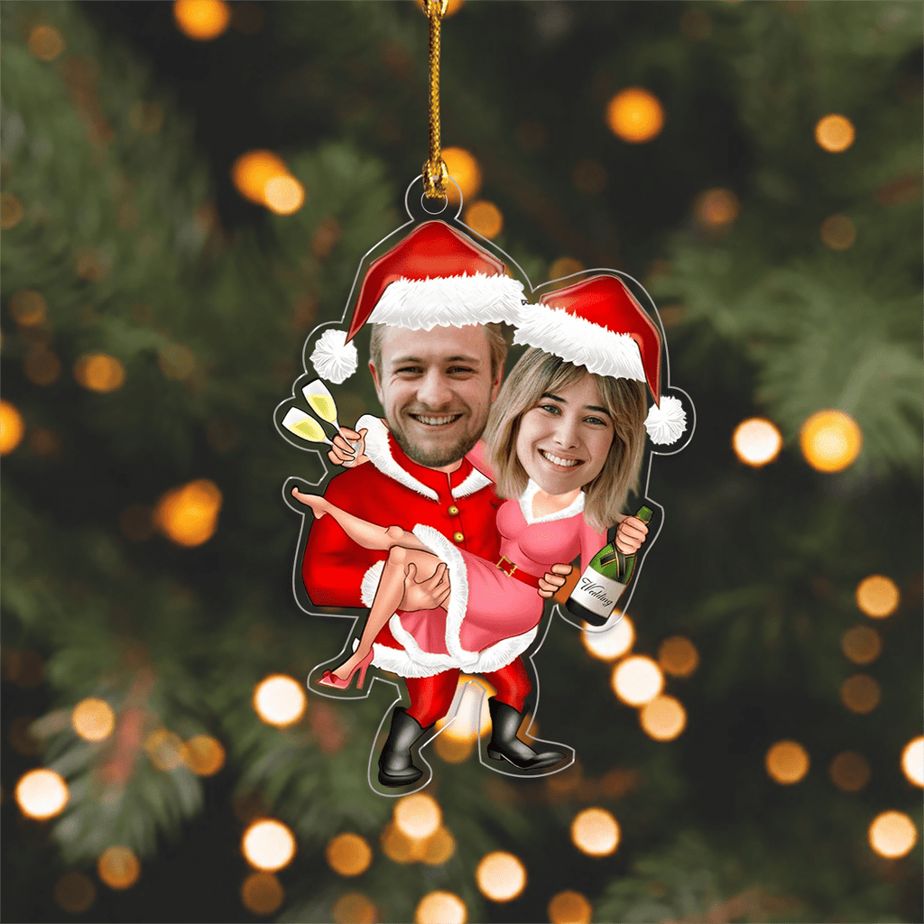 Custom Photo Christmas Couple Acrylic Ornament - Personalized Holiday Keepsake