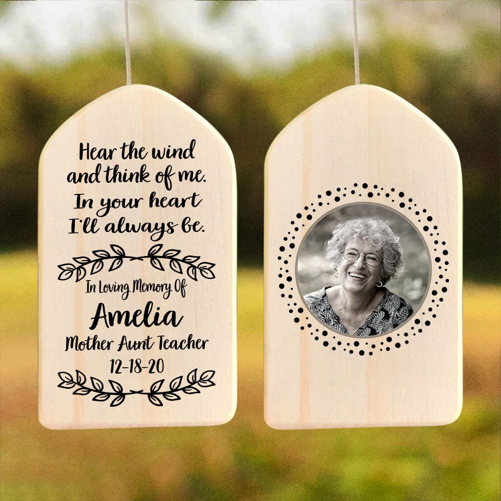 Custom Pet Photo Hear The Wind And Think Of Me - Memorial Wind Chimes Gift