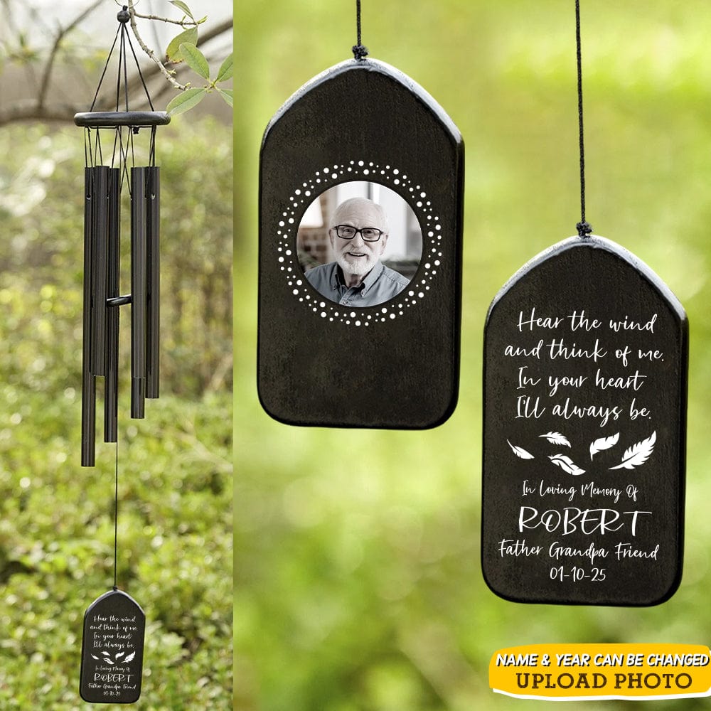 Custom Pet Photo Hear The Wind And Think Of Me - Memorial Wind Chimes Gift Secondary image